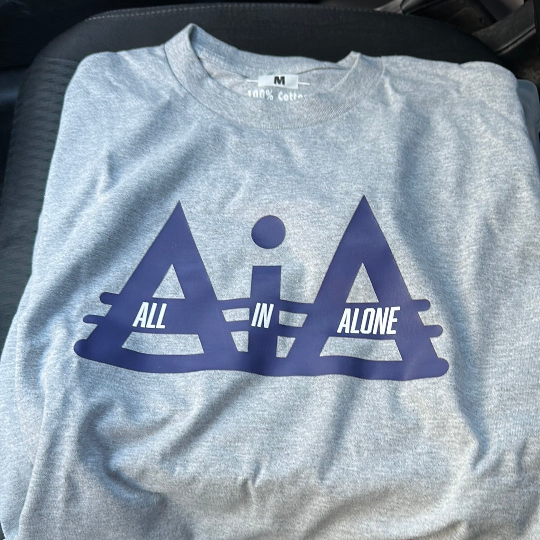 Gray/Navy blue logo T-Shirt