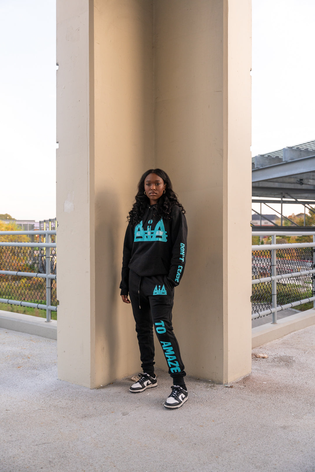 BLACK/BABYBLUE joggersuit bottoms