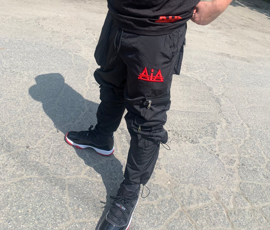 Black/Red cargo pants